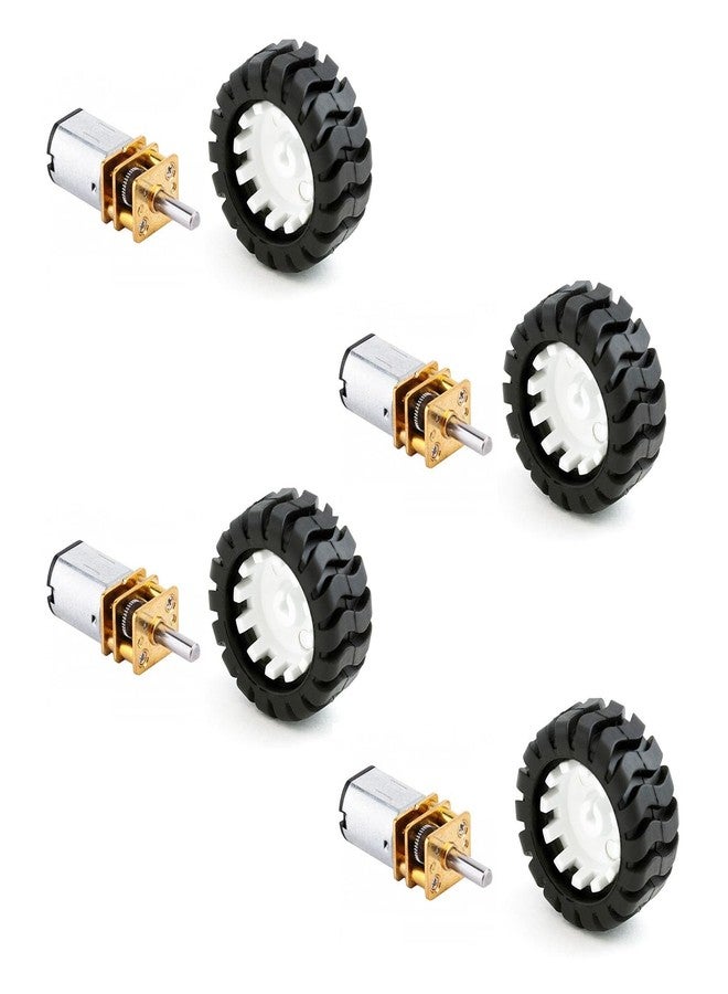 Electrobot N20 Micro Gear Motors with Wheels (Set of 4) - 6V DC Motors for DIY Robotics, RC Cars, and STEM Projects - Image 1